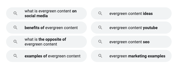 alt text: what is evergreen content search query google screenshot
